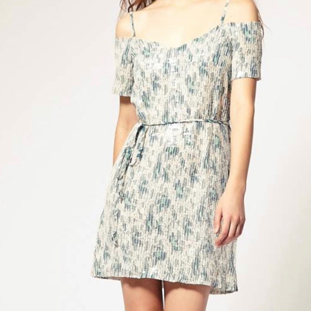 Off shoulder sequin dress by French Connection